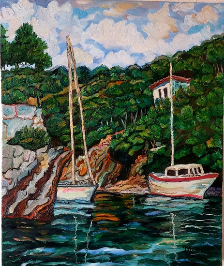 Cala de Mallorca (  Islas Baleares ) Oil Canvas Marine Painting