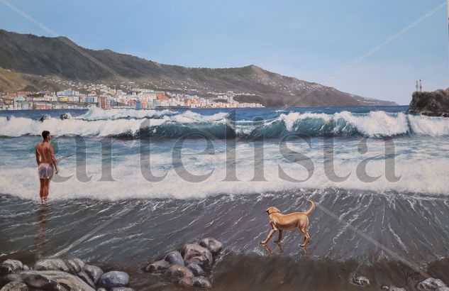 PLAYA DE LOS CUARTELES Oil Canvas Marine Painting