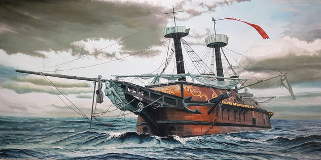 Ship to nowhere Oil Canvas Marine Painting