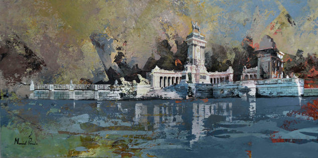 Estanque del Retiro Mixed media Canvas Landscaping