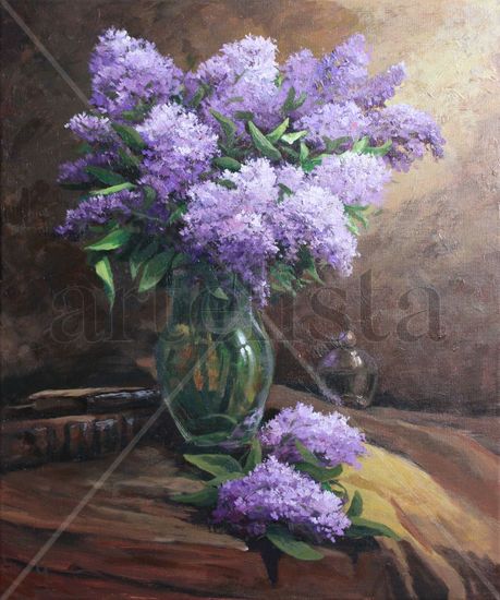 LILACS IN A VASE Acrílico Lienzo Bodegones