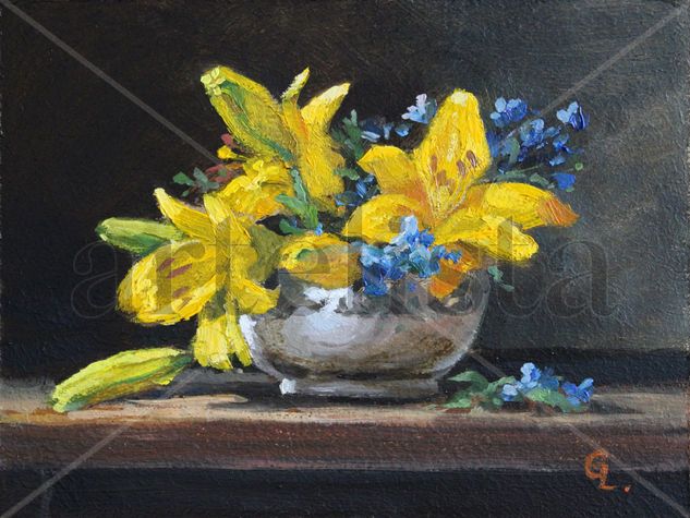 Lilies Oil Panel Still Life Paintings