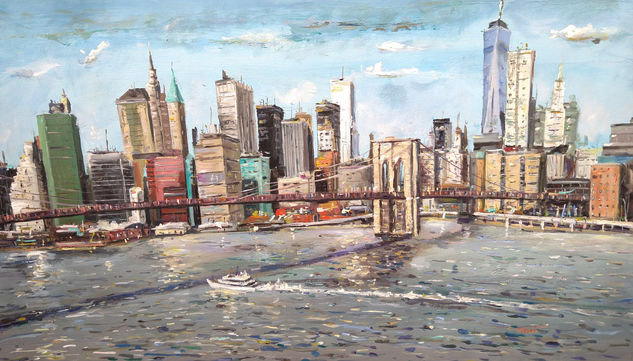 Puente de Brooklyn, New York. Acrylic Canvas Landscaping