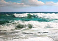 FOAMED WAVES. SEA.