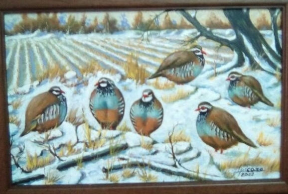 Perdices en la nieve 33x22cm