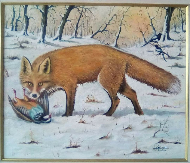 Zorra con perdiz 56x47 cm
