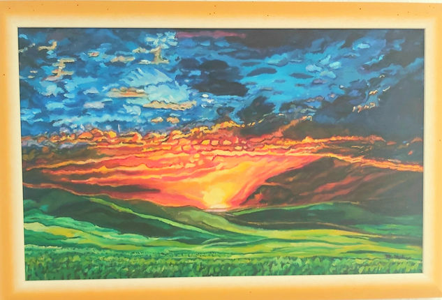 Atardecer en la pradera (Estados Unidos) Oil Canvas Landscaping