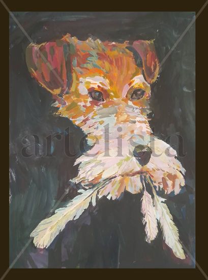 Foxterrier Gouache Papel Animales