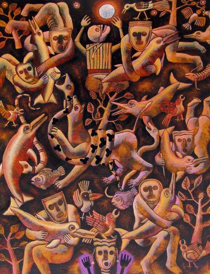 "NO TOQUES AL DELFÍN DE RÍO" Oil Canvas Others