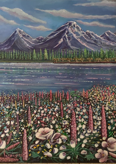 Paisaje de montana. Acrylic Textile Landscaping