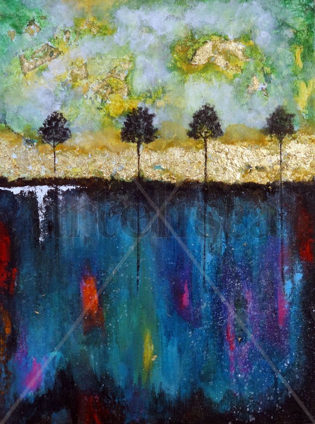 Colourful Nature Landscape Painting On Canvas Board
