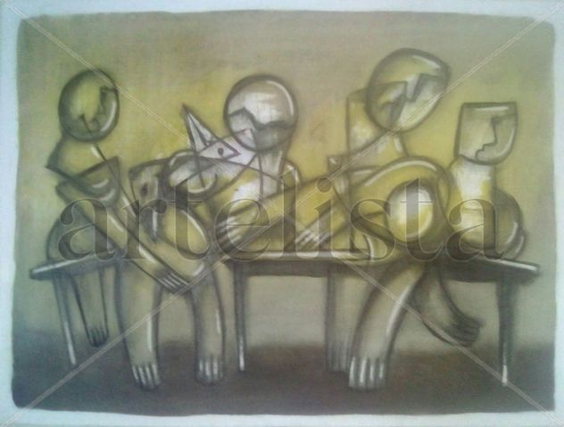 Figuras en la mesa con aves