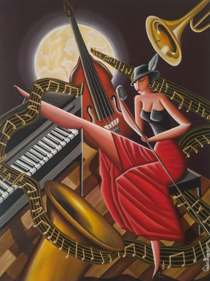 Noche de Jazz Oil Canvas Figure Painting