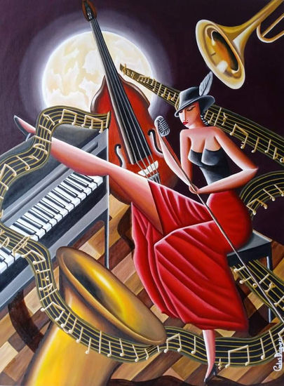Noche de Jazz Oil Canvas Figure Painting