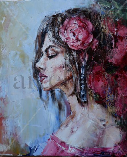 flamenco dancer Oil Canvas Portrait