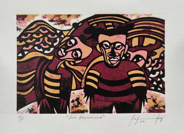 Los Hermanos. Woodcut