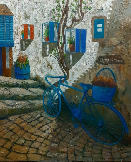 Bicicleta azul Oil Canvas Figure Painting