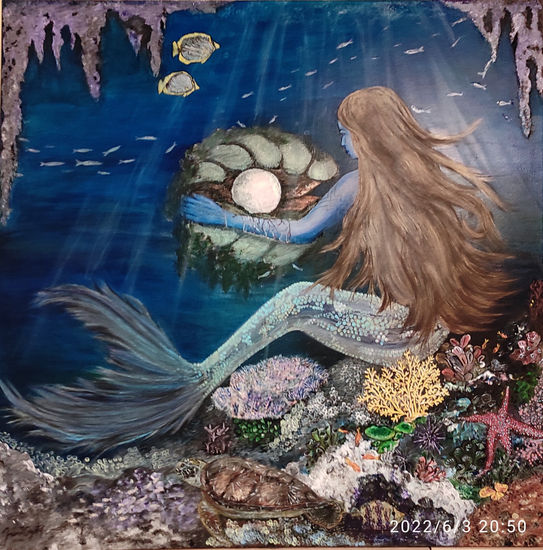 La Sirena (The Mermaid) Acrylic Canvas Marine Painting