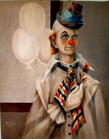 Payaso loco Óleo Lienzo Figura