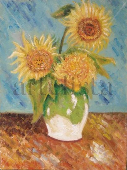 viva Van Gogh 3 girasoles Óleo Lienzo Bodegones