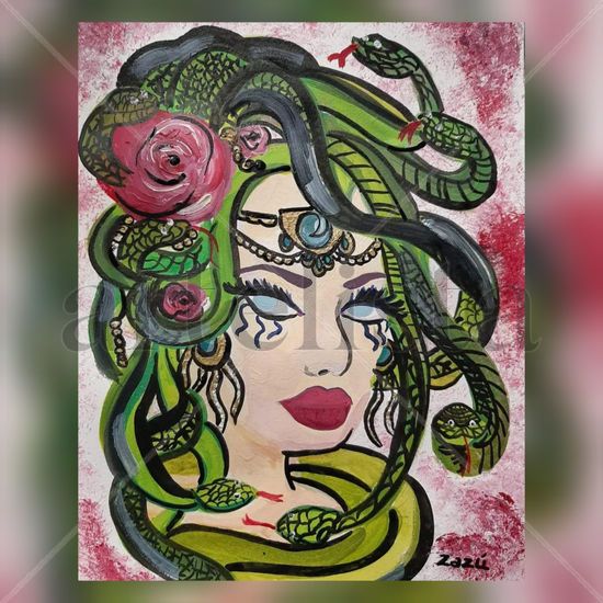 "La Diosa Medusa". Acrylic Paper Portrait