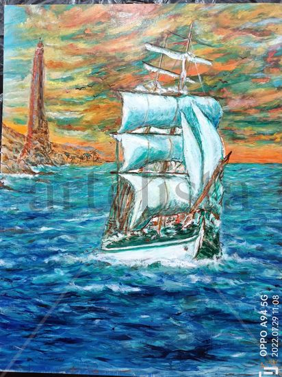 Velero Oil Panel Marine Painting