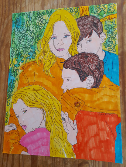 Ilustración madre con hijos. Making Pen