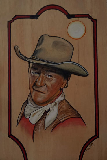 John Wayne Media Mixta Tabla Retrato