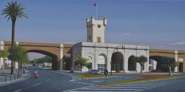 PUERTAS DE TIERRA DE CADIZ (Oleo sobre lienzo 140x70)
