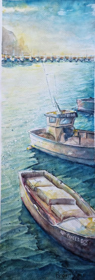 Barcas pesqueras Watercolour Paper Marine Painting