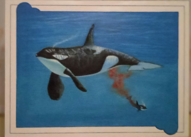 Nacimiento de una orca Acrylic Panel Marine Painting