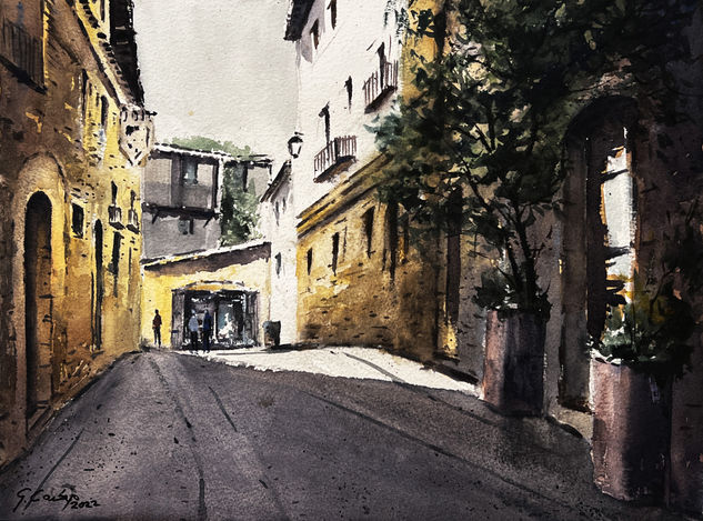 contraluz en la calle Watercolour Paper Landscaping