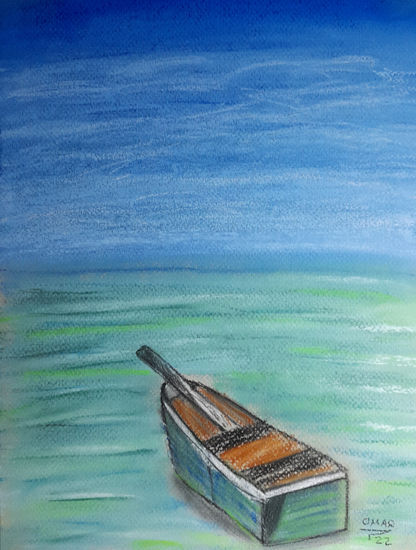 La barca solitaria Pastel Papel Paisaje