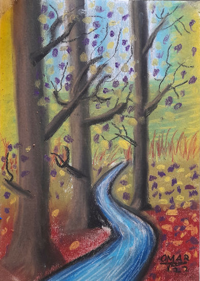 Árbol Árbol Árbol Pastel Papel Paisaje