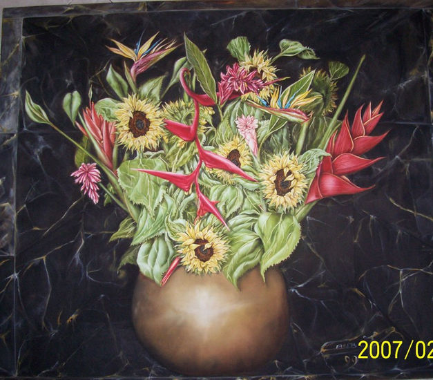 Tinaja exotica Oil Canvas Floral Painting