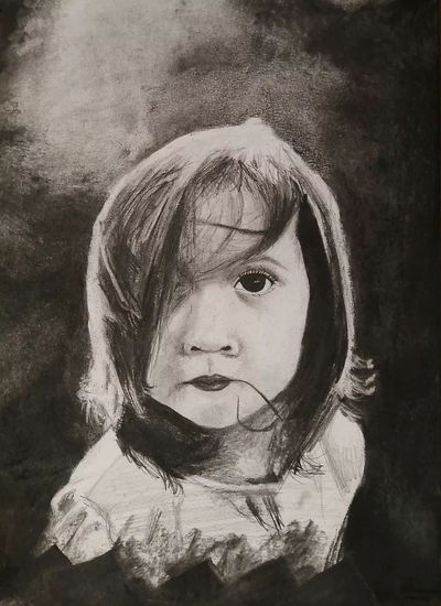 Retrato de niña Charcoal