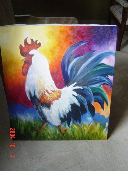 el gallo Oil Canvas Animals