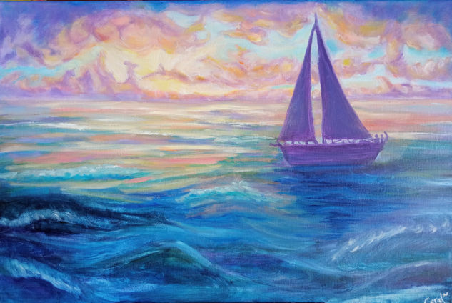 La vida es un viaje Oil Canvas Marine Painting