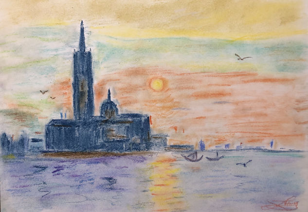 Atardecer en Venecia Pastel Paper Landscaping