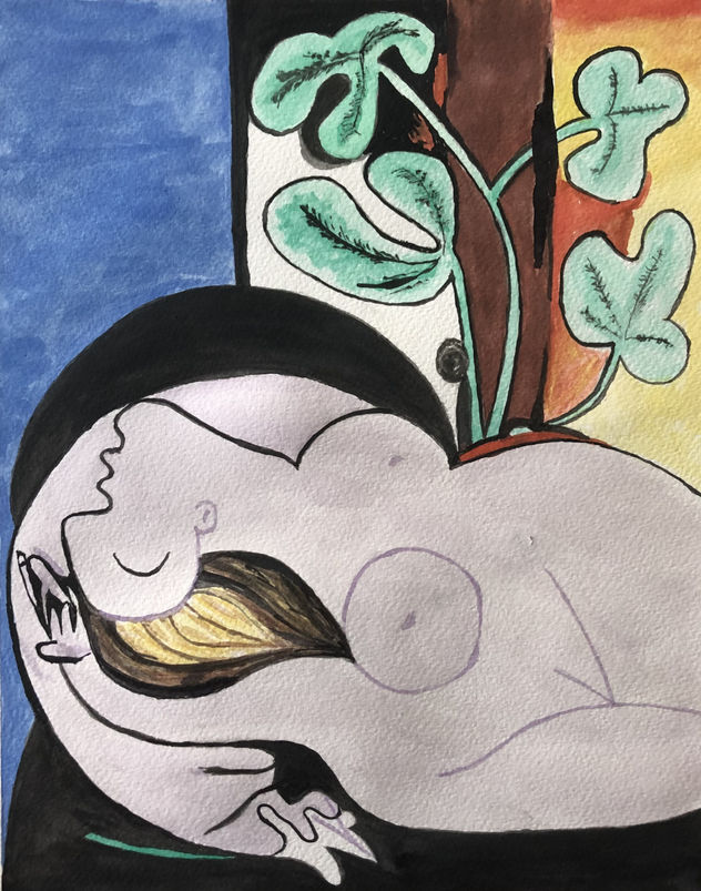 Desnuda en un sillón negro