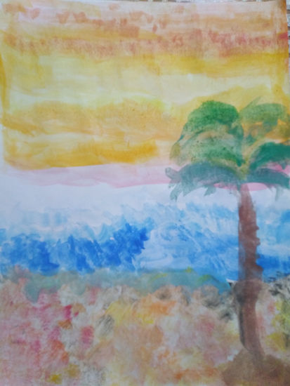 La isla Watercolour Card Marine Painting