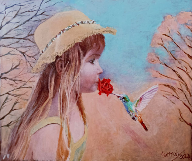 NIÑA Y COLIBRI