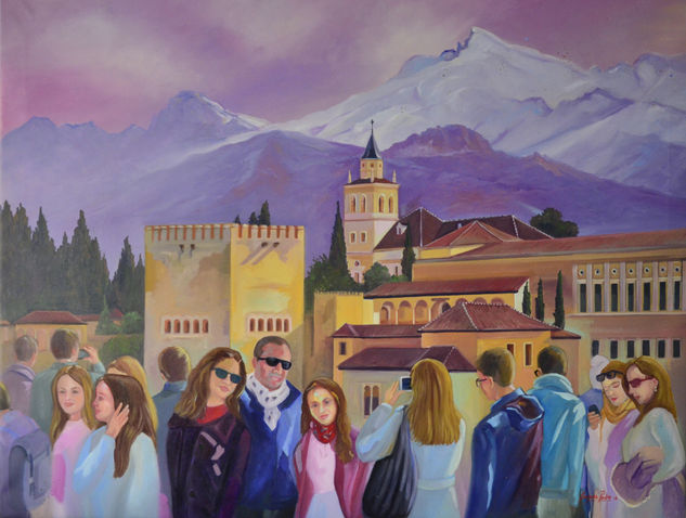 VISITA A LA  ALHAMBRA Oil Canvas Landscaping