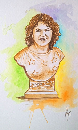 BERTA CACERES ACUARELA, LENCA HONDURAS Watercolour Card Portrait