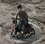 Niños jugando en el rio Bagmati