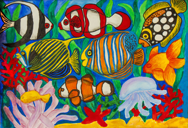 Colourful fishes Watercolour Paper Marine Painting