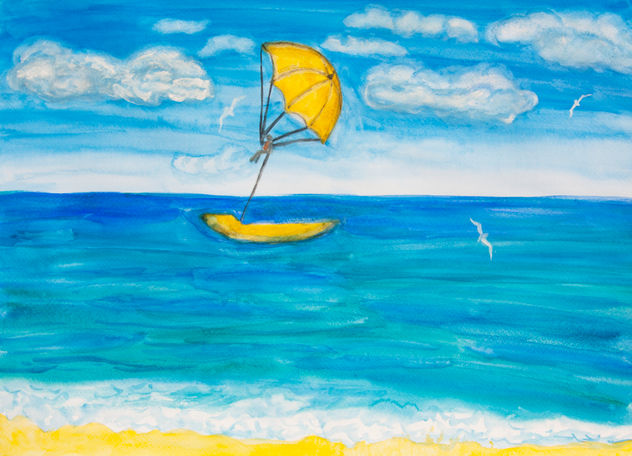 Seascape with yellow parachute