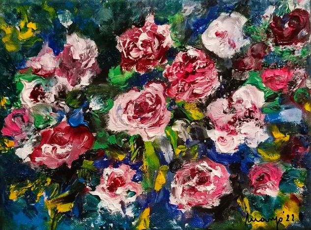 "Rosas de tu jardín" 2022 Oil Canvas Floral Painting