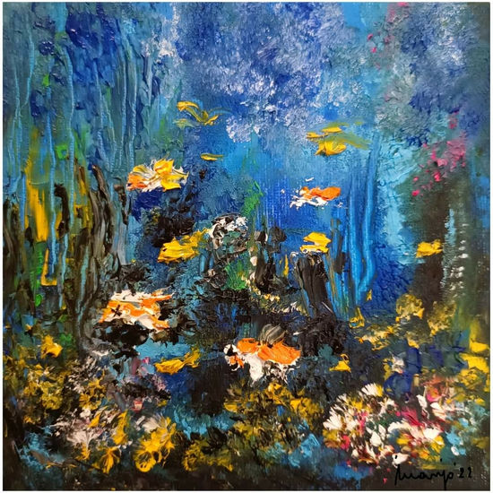 "Mini acuario" II  2022 Oil Textile Marine Painting