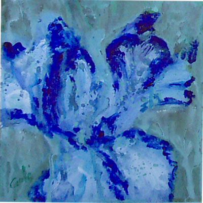 167 Blau 1 Acrylic Paper Floral Painting